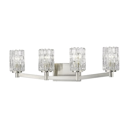 Z-Lite Aubrey 4 Light Vanity, Brushed Nickel & Clear 1931-4V-BN